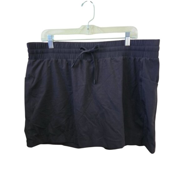 Athleta Black Skort Side Phone Pockets Elastic Drawstring Waist Size XL - Picture 1 of 6